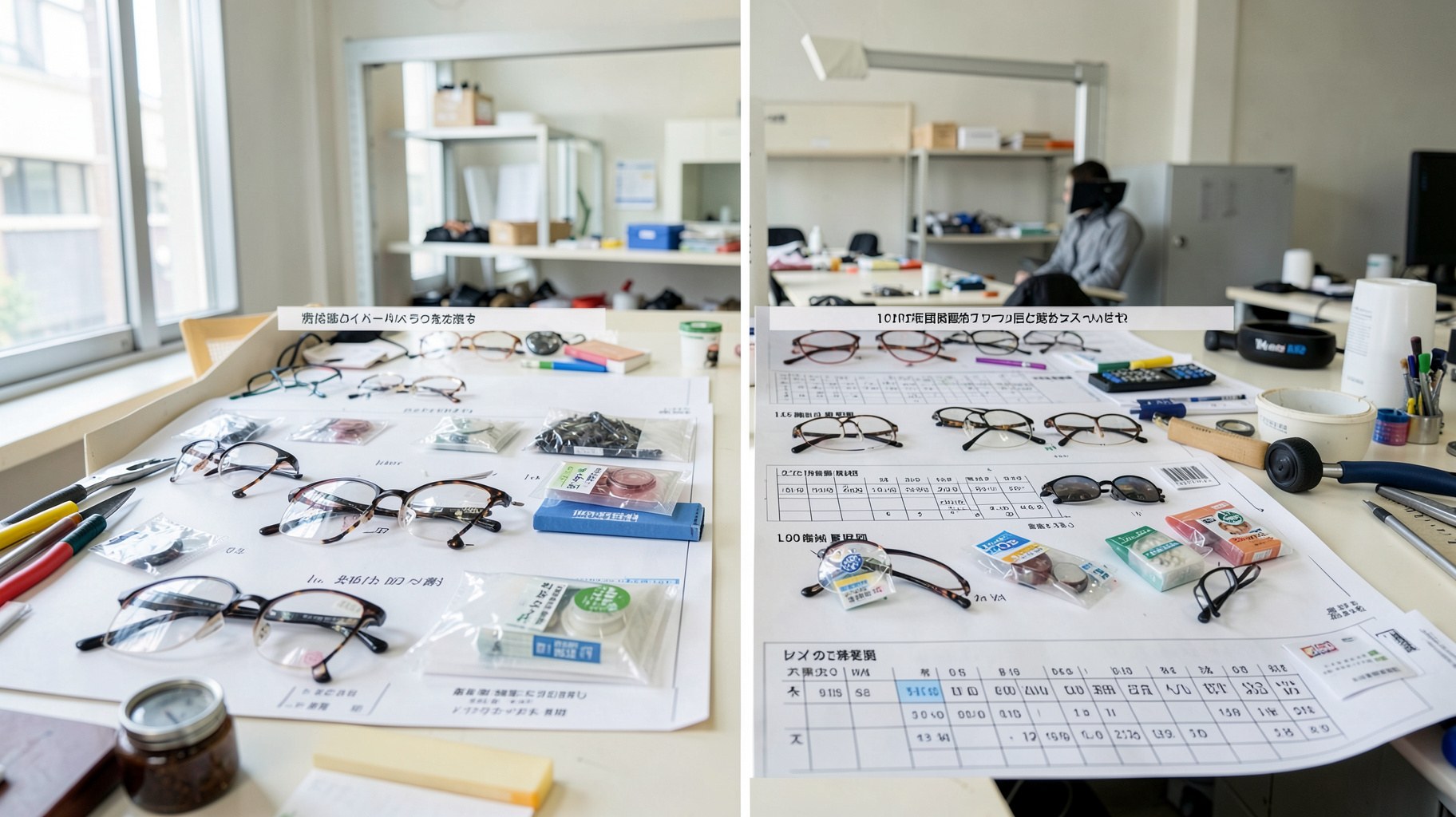 眼鏡・コンタクトのSKU在庫管理に関するAI生成イメージ写真